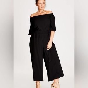 City Chic Black Off Shoulder‎ Jumpsuit plus size 22 new!!!